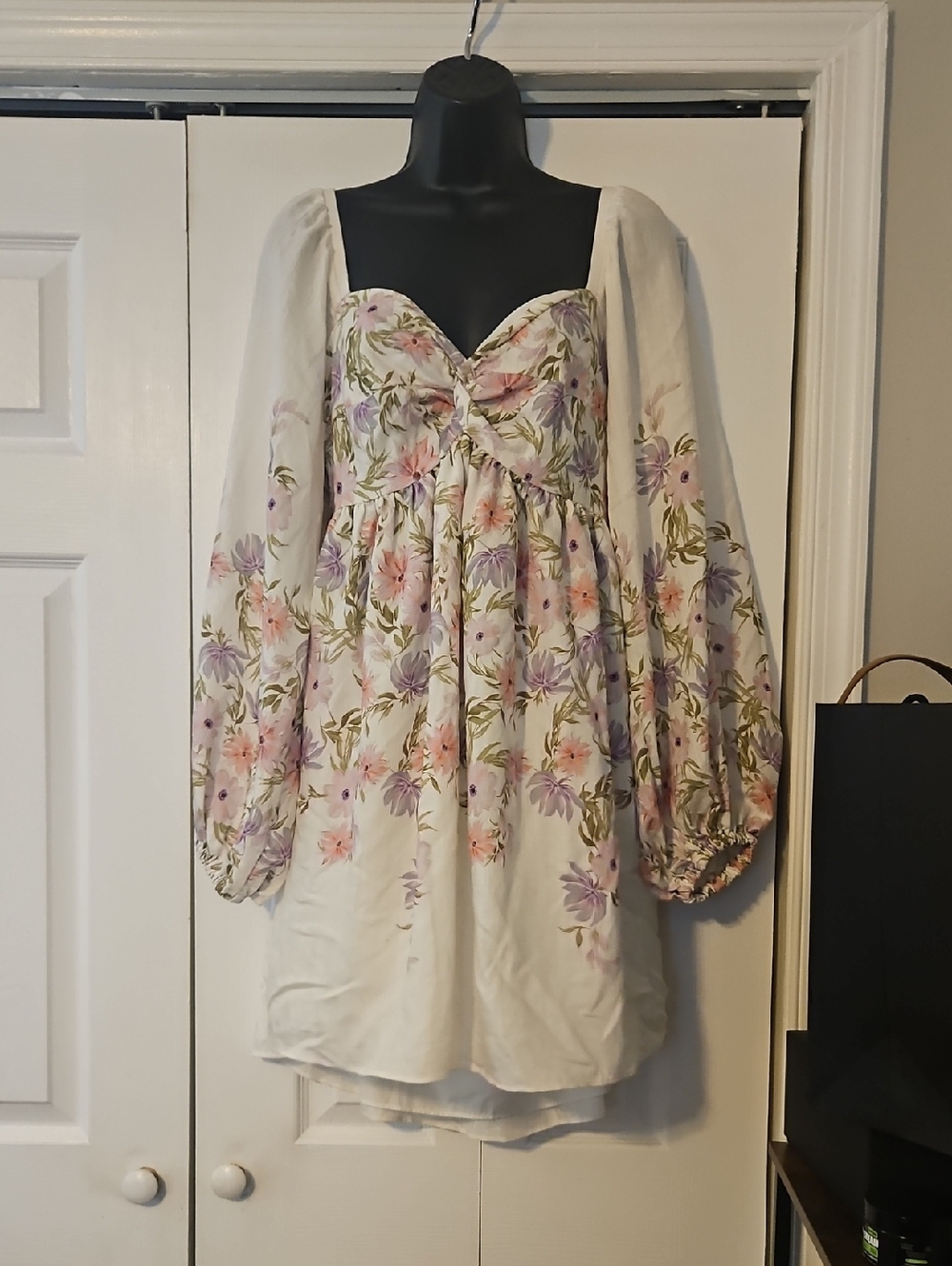 NWT Express Cream Mini Dress with Pastel Floral Print
